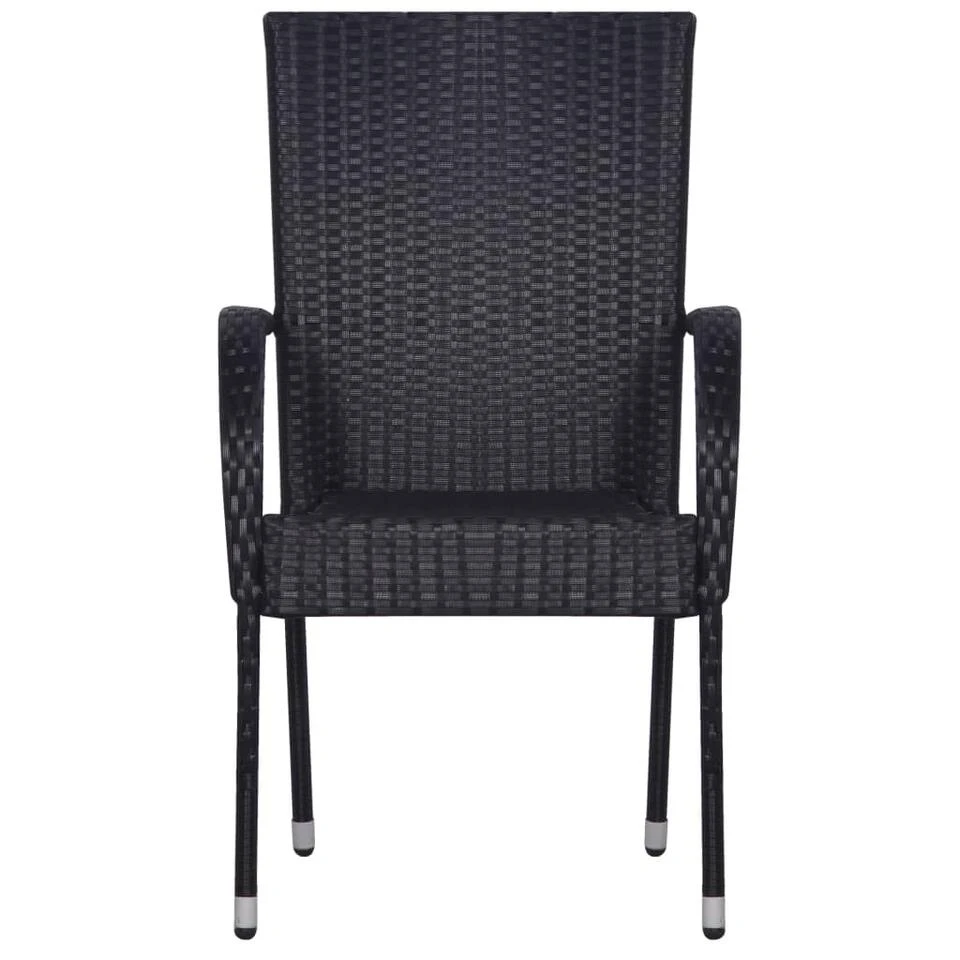 VidaXL Tuinstoelen Stapelbaar 2 St Poly Rattan Zwart - Image 3