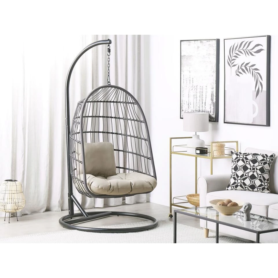 Beliani Hangstoel ALLERA - Zwart Polyester - Image 2