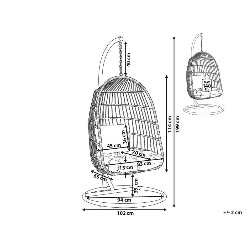 Beliani Hangstoel ALLERA - Zwart Polyester - Image 3
