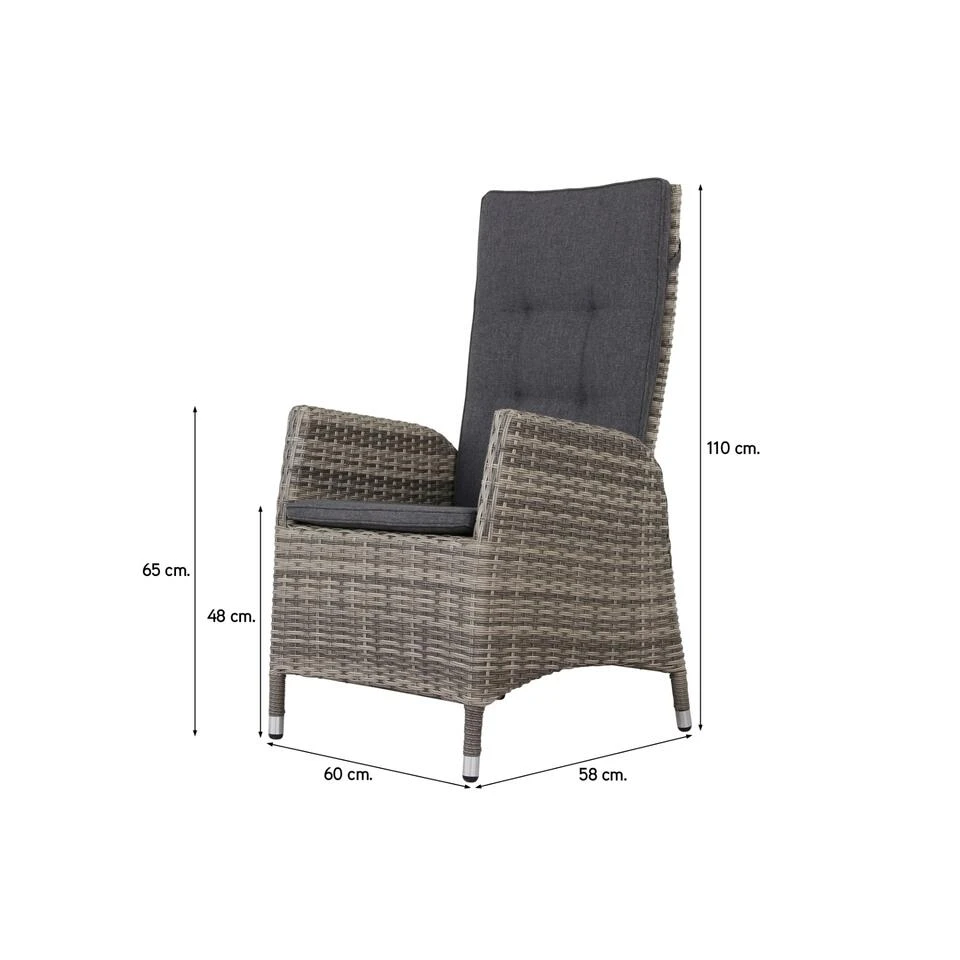 VDG Manhattan Wicker Verstelbare Tuinstoel - Dubbel Light Grey - Image 2