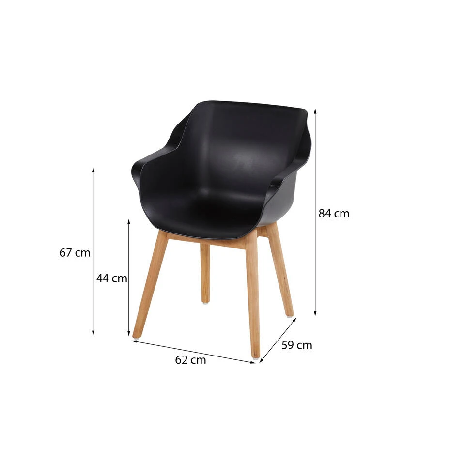 Hartman Sophie Studio Dining Armstoel - Carbon Black - Teak Poot - Image 2