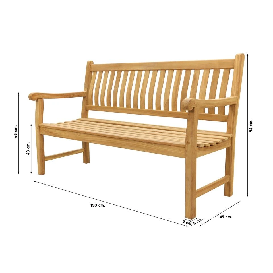 VDG Teakhouten Tuinbank Patrick - 150 Cm - Image 2