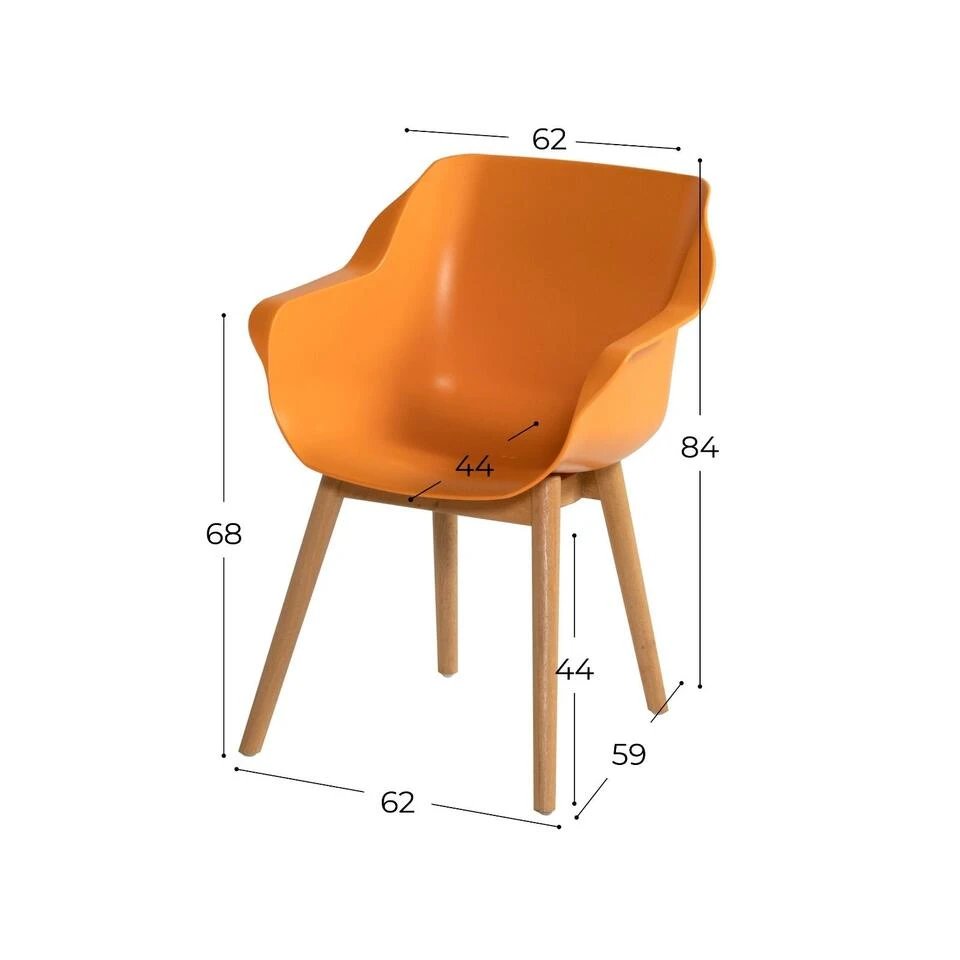 Set Van 2- Hartman Sophie Studio Diningstoel-Indian Orange- Teak Poot - Image 2