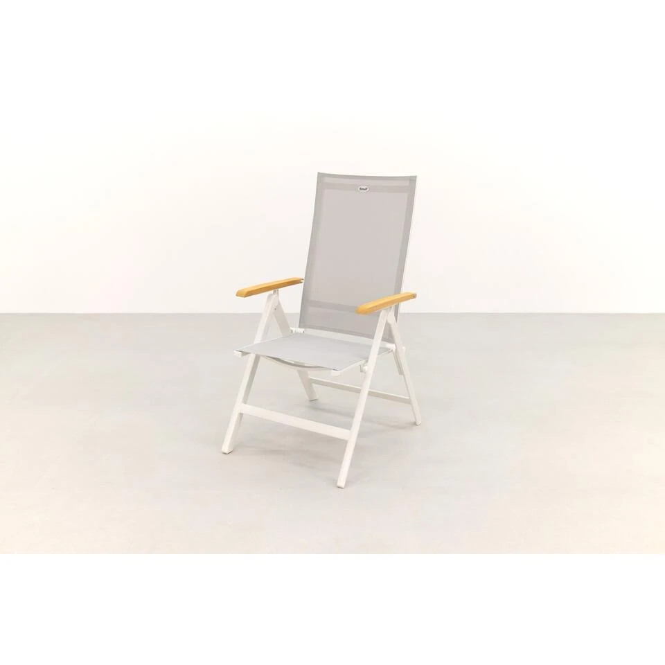 Hartman Napoli Verstelbare Tuinstoel - Teak Armleuning - Wit - Image 4