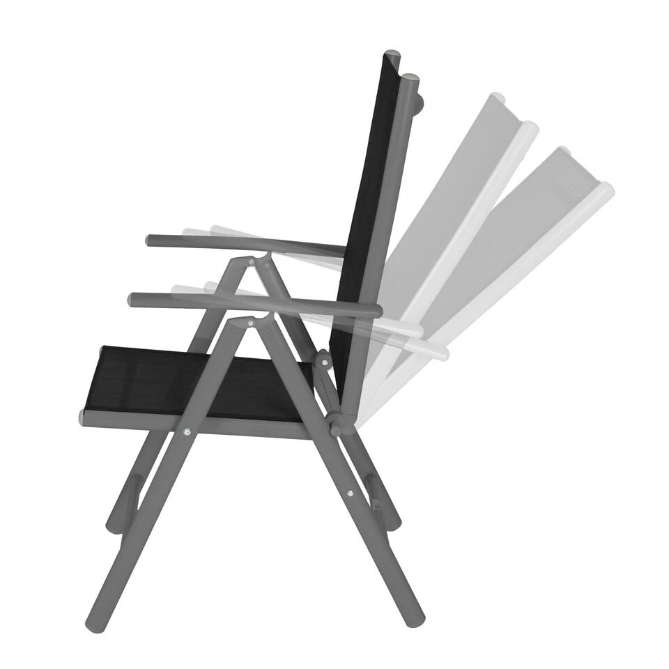 Tectake - Aluminium Tuinstoel / Tuin Stoel Antraciet - Zwart - Image 3