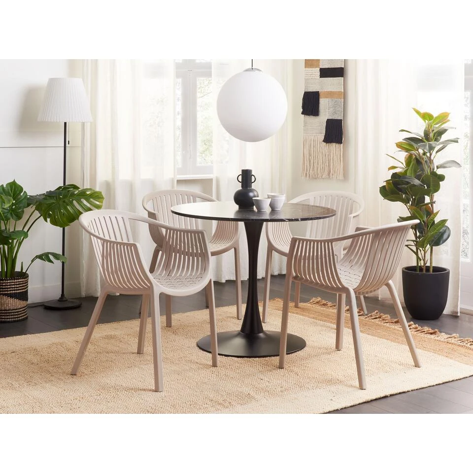 Beliani Eetkamerstoel NAPOLI - Beige Synthetisch Materiaal - Image 3