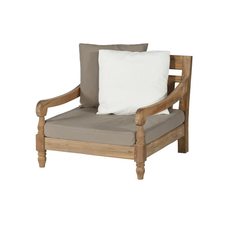 Exotan Loungestoel Tuin Kawang - Teak - Taupe - 98x103x80