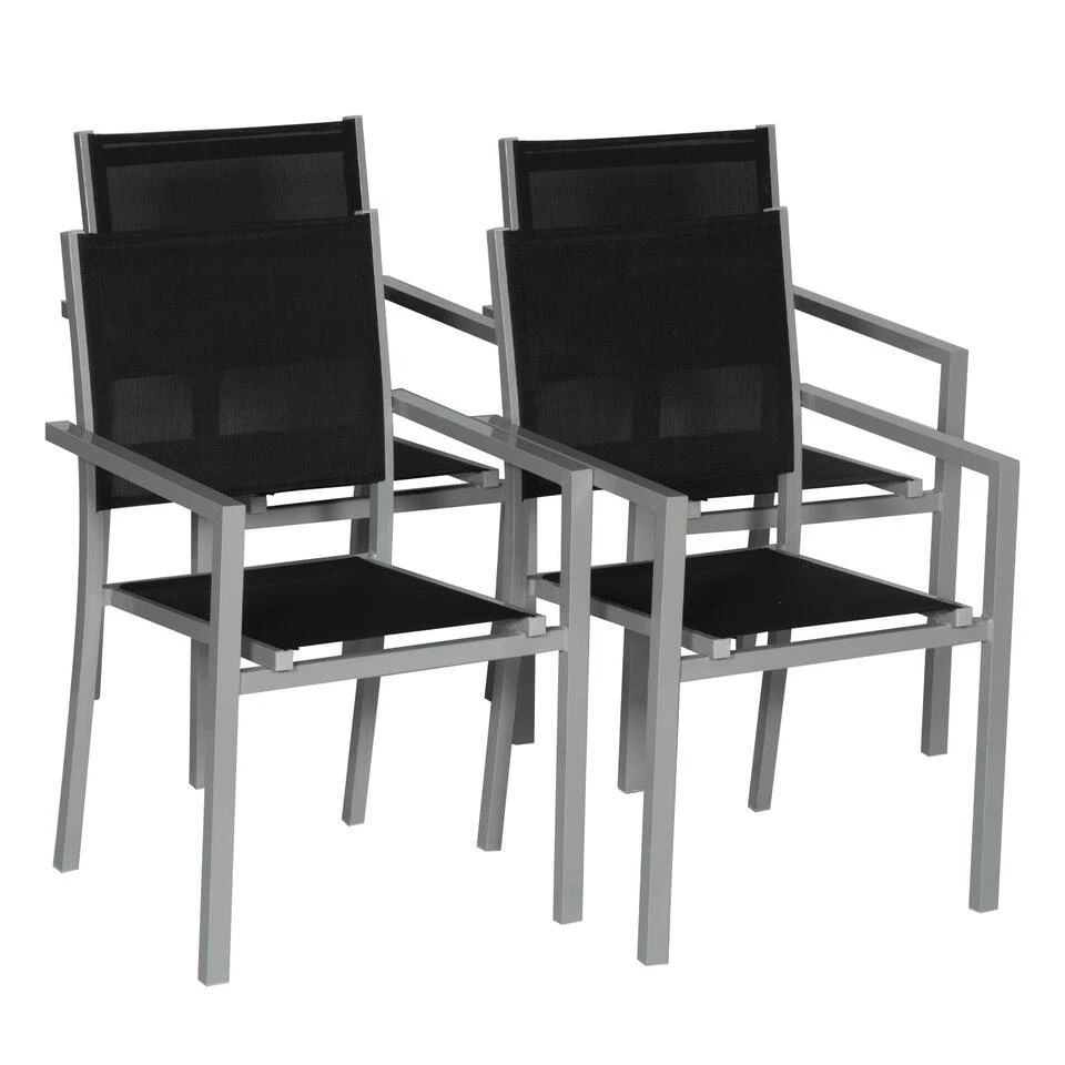 Happy Garden Buitenstoelen - Zwart - Aluminium
