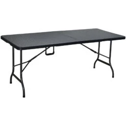 ERRO Vouwtafel - Wickerlook - 180x74cm - Zwart