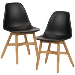 Exotan Tuinstoel Lotus - Teak/Kunststof - Zwart - Set Van 2