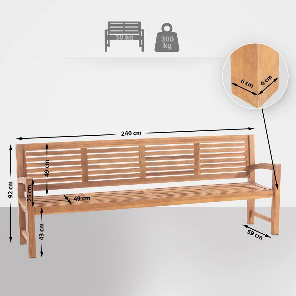 CLP Teakbank Halden 240 Cm - Image 2