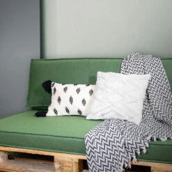 2L Home&Garden Palletkussenset ''Solid'' Olijf 120x80cm 3-delige Set