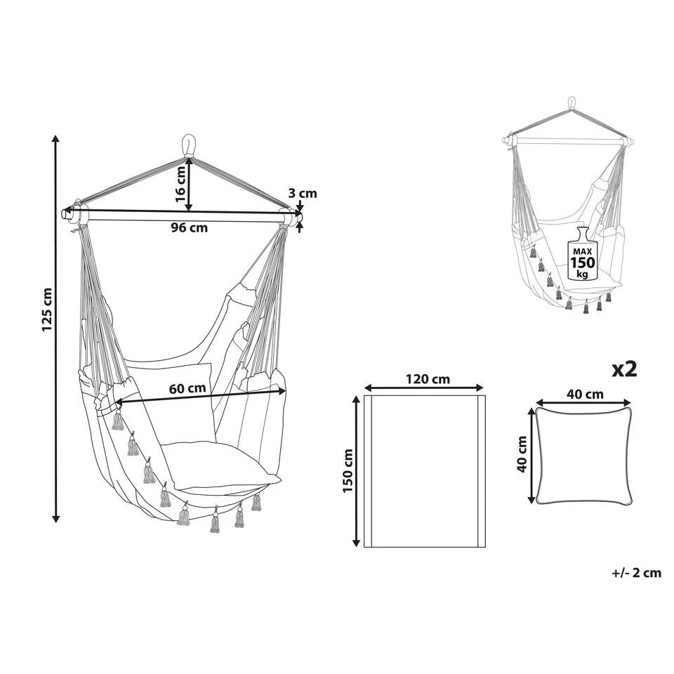 Beliani Hangstoel VARENA - Beige Katoen - Image 3