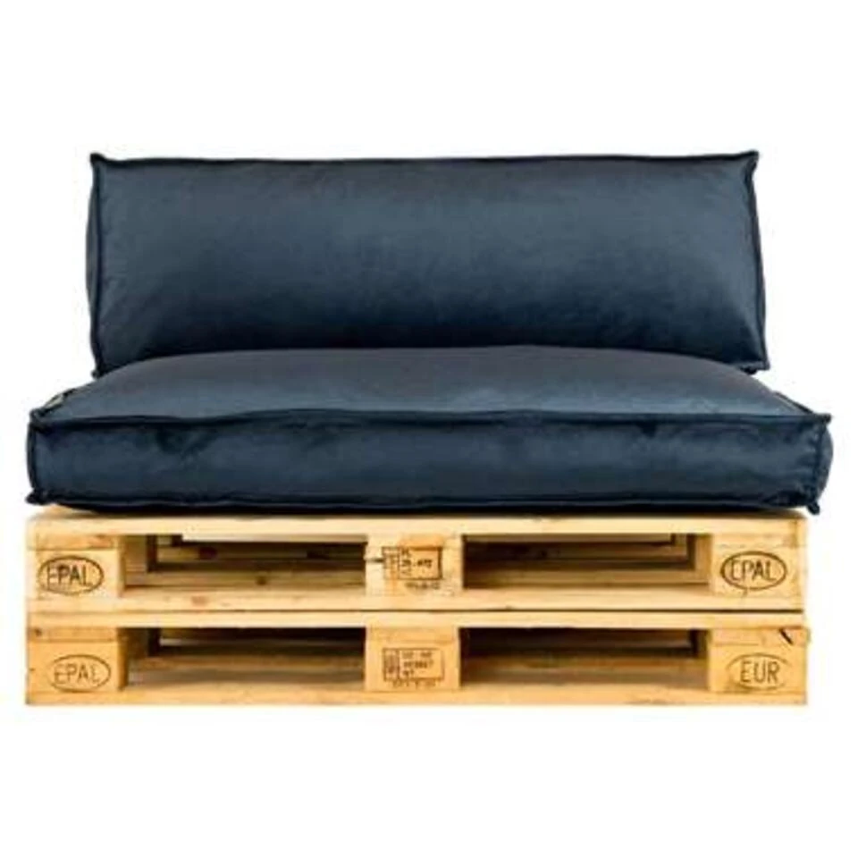 2L Home & Garden Palletkussen Velvet Donkerblauw - 120 X 80cm - Image 3