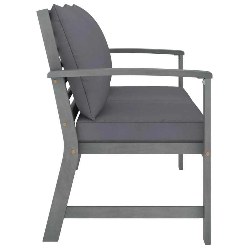 VidaXL Tuinbank Met Donkergrijs Kussen 120 Cm Massief Acaciahout - Image 2