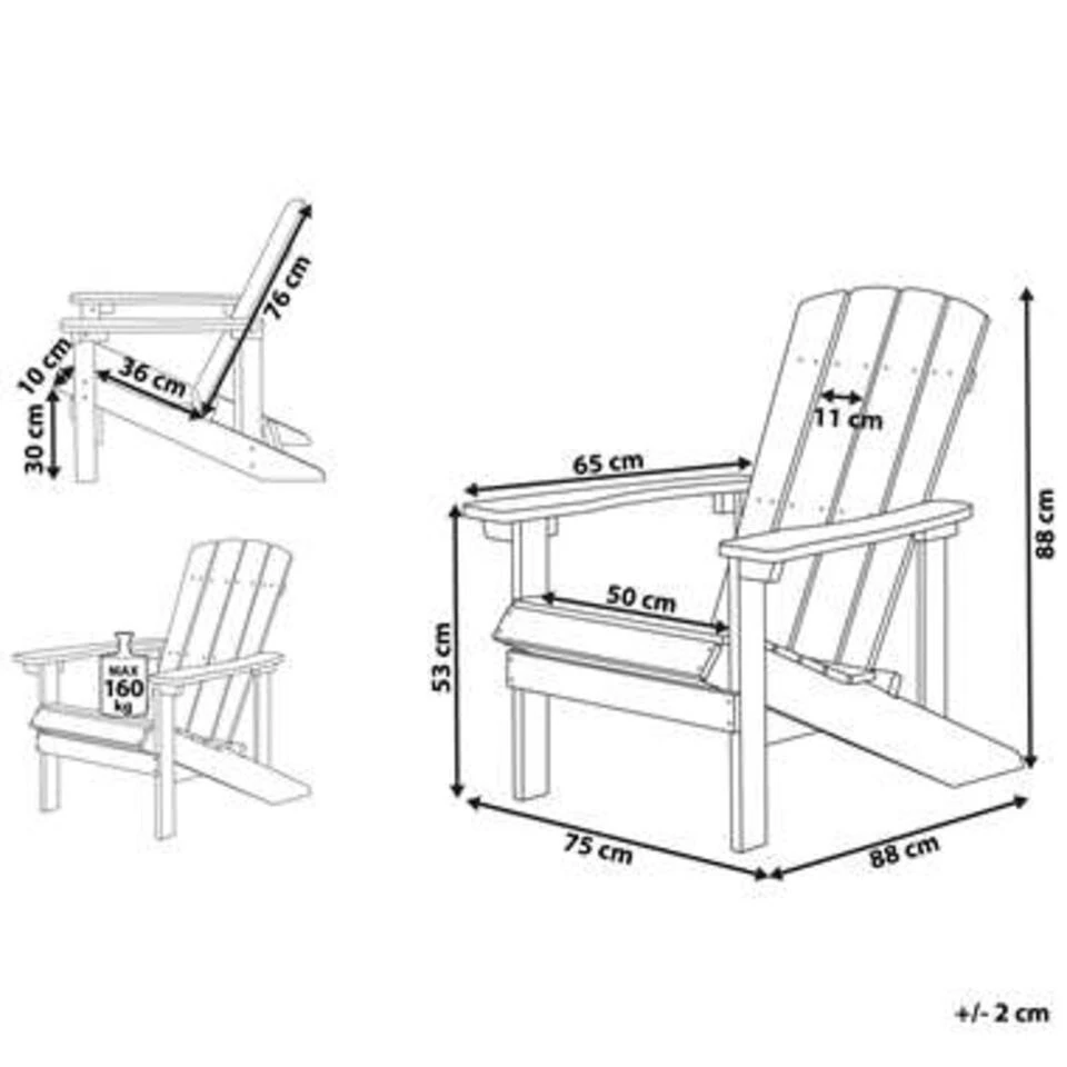 Beliani Tuinstoel ADIRONDACK - Lichte Houtkleur Kunsthout - Image 2