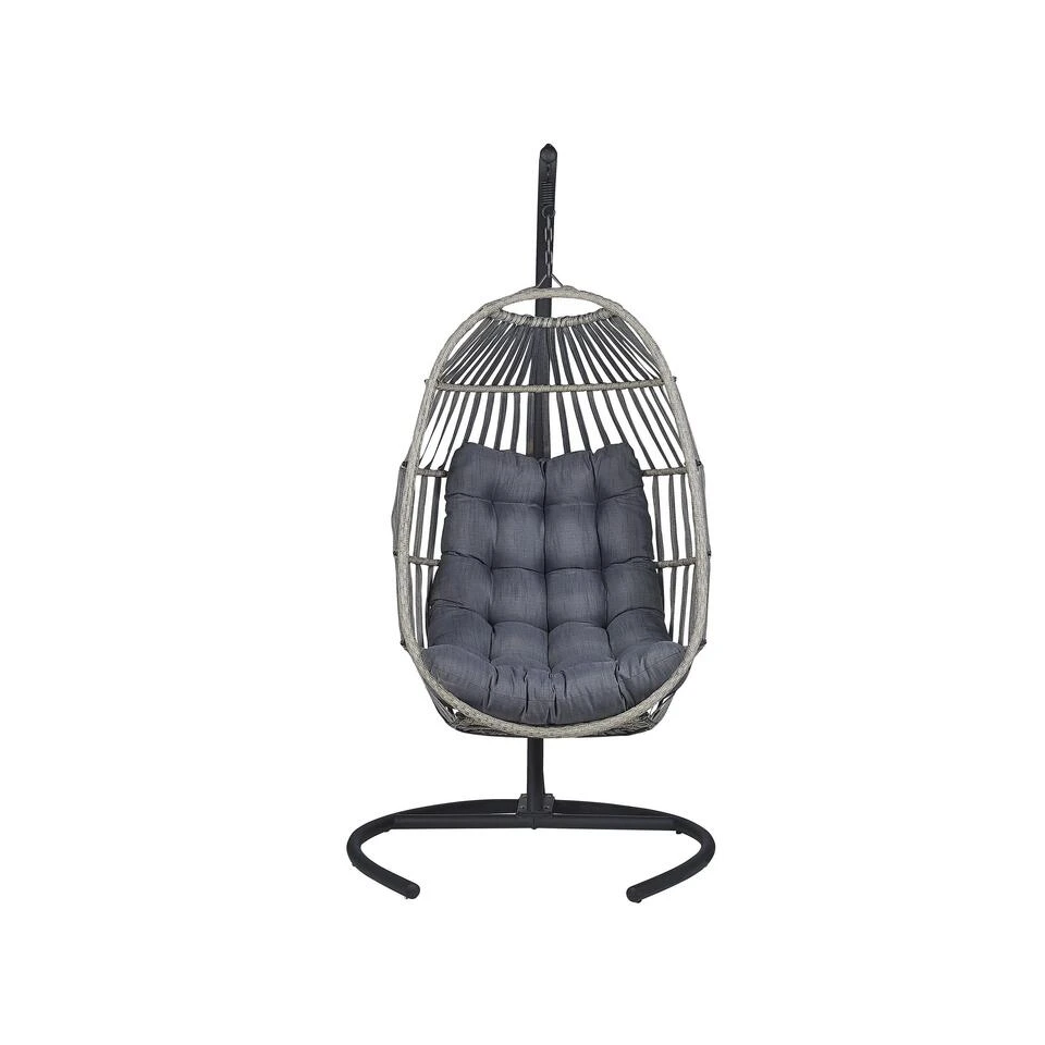 Beliani Hangstoel SESIA - Grijs Polyester, Pe Rotan - Image 4