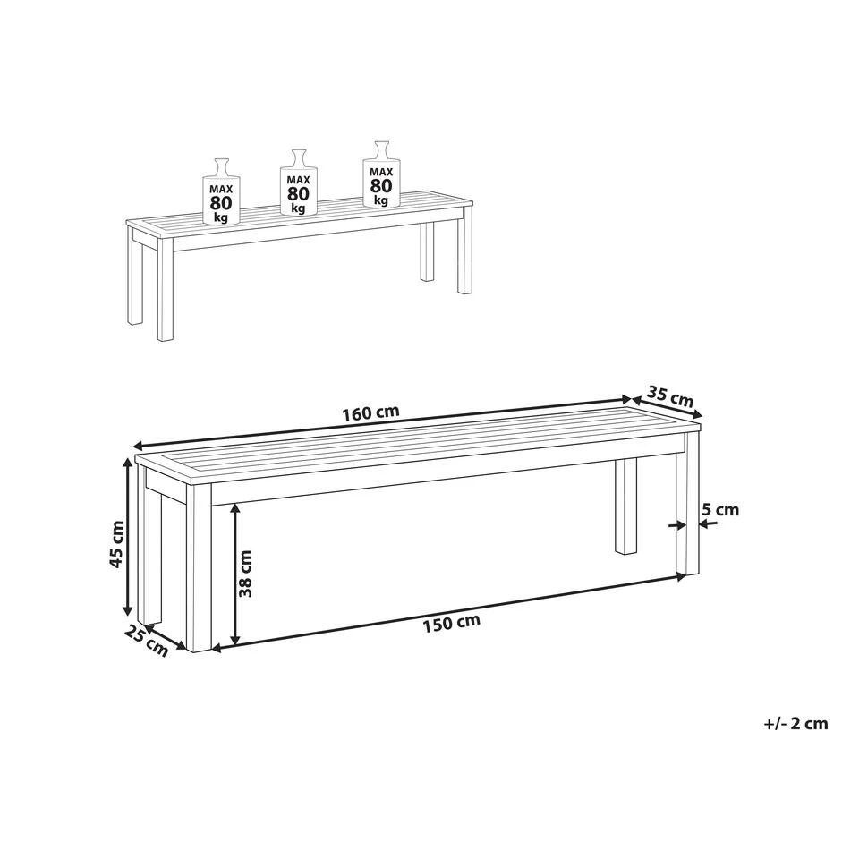 Beliani Tuinbank TUSCANIA - Donkere Houtkleur Eucalyptushout - Image 3