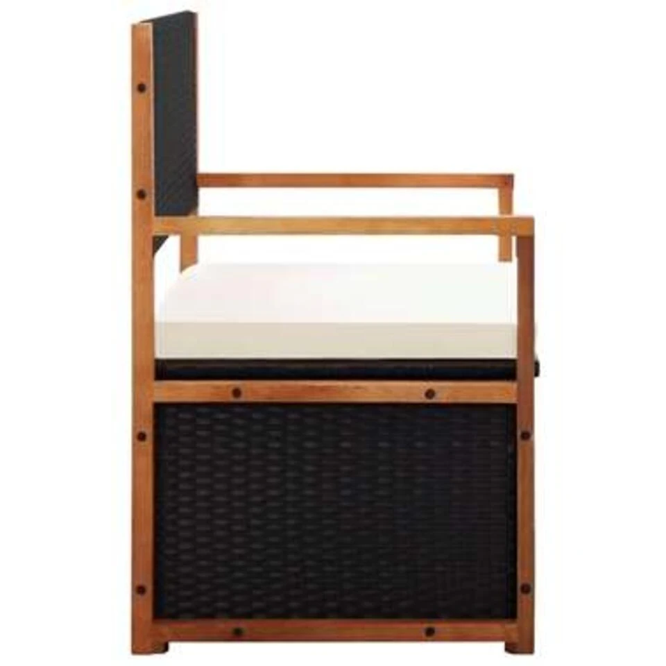 VidaXL Opbergbankje 115 Cm Poly Rattan En Massief Acaciahout Zwart - Image 3