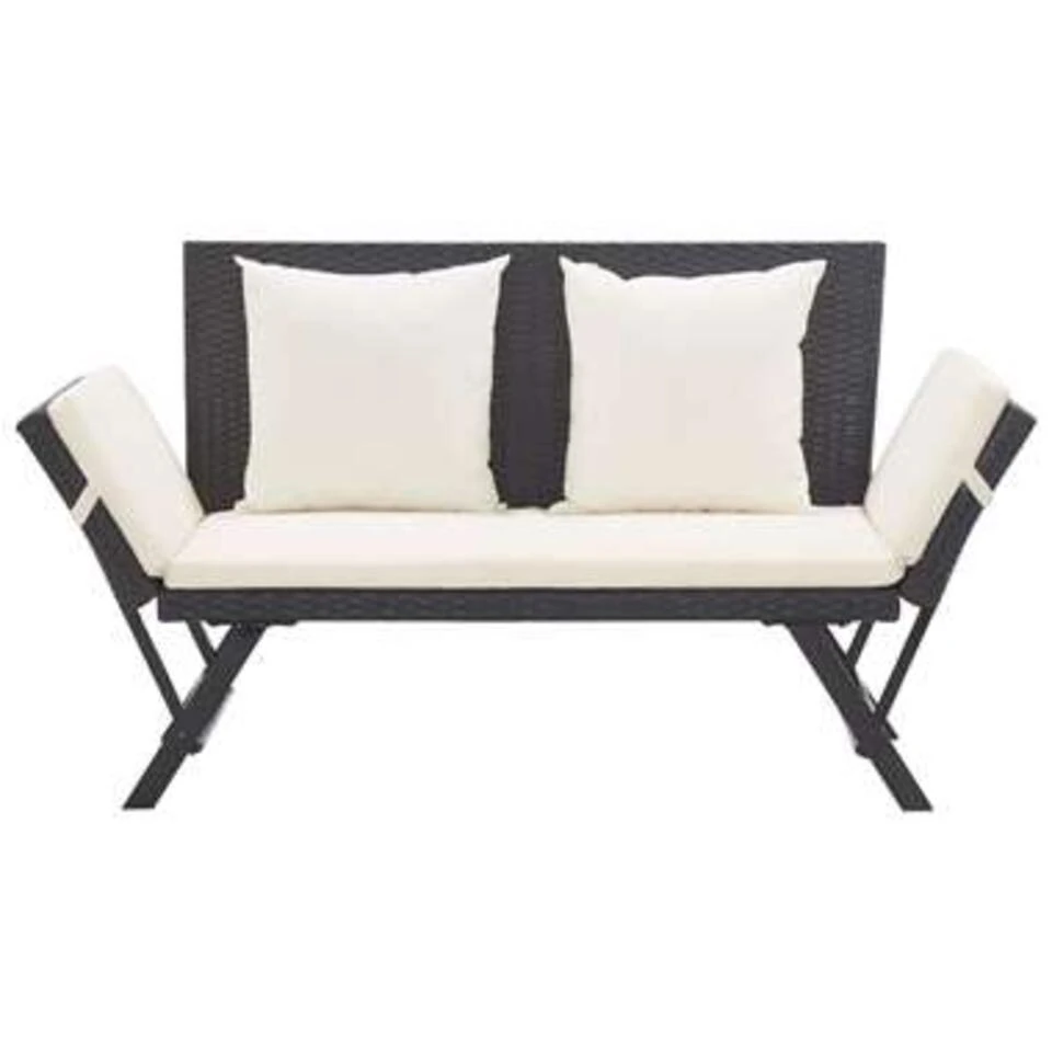 VidaXL Tuinbank Met Kussens 176 Cm Poly Rattan Zwart - Image 3