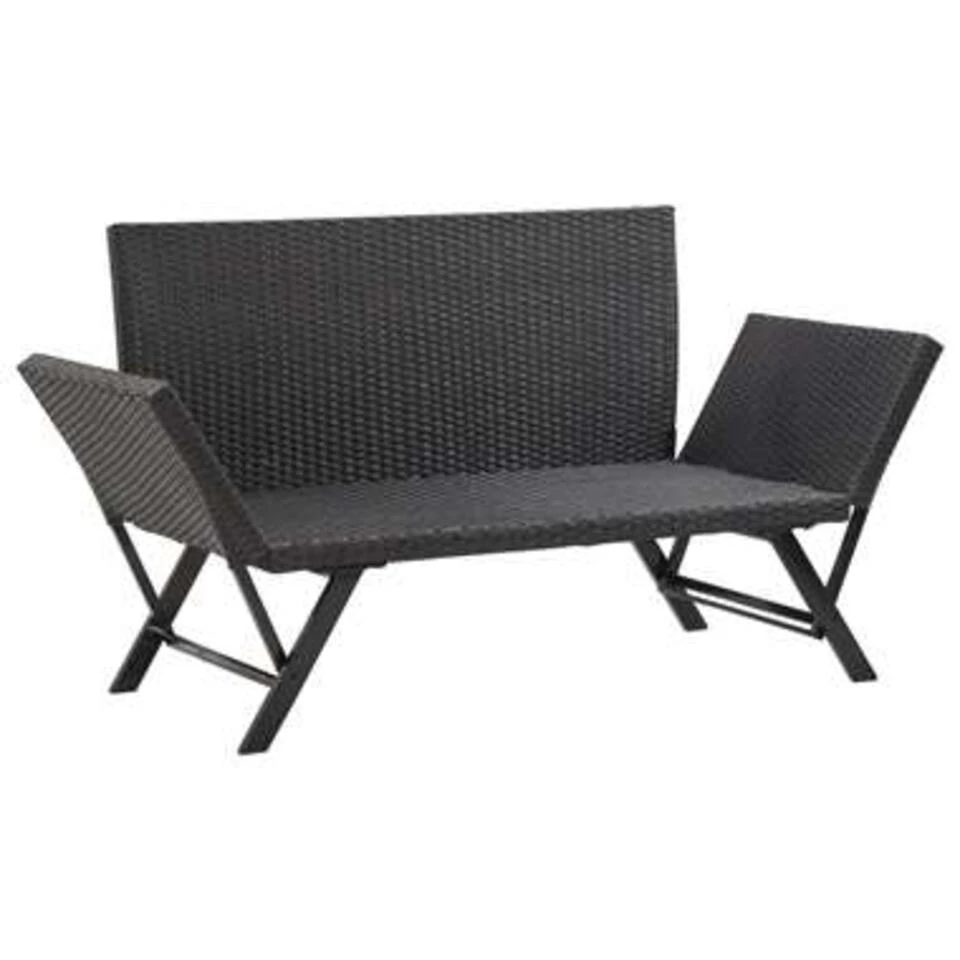 VidaXL Tuinbank Met Kussens 176 Cm Poly Rattan Zwart - Image 2
