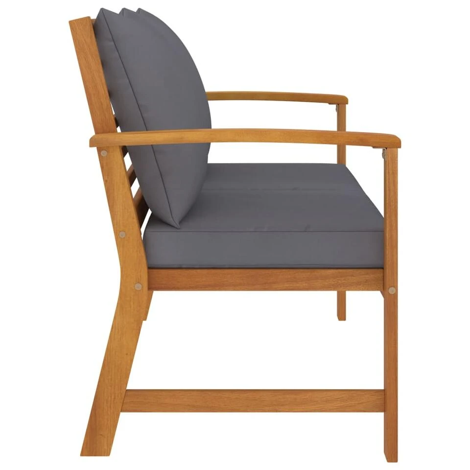 VidaXL Tuinbank Met Donkergrijs Kussen 120 Cm Massief Acaciahout Overig - Image 2