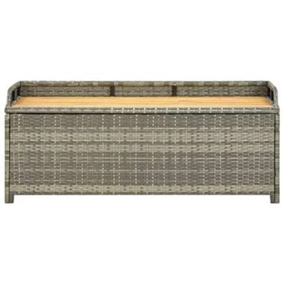 VidaXL Tuinopbergbank 120 Cm Poly Rattan Grijs - Image 4