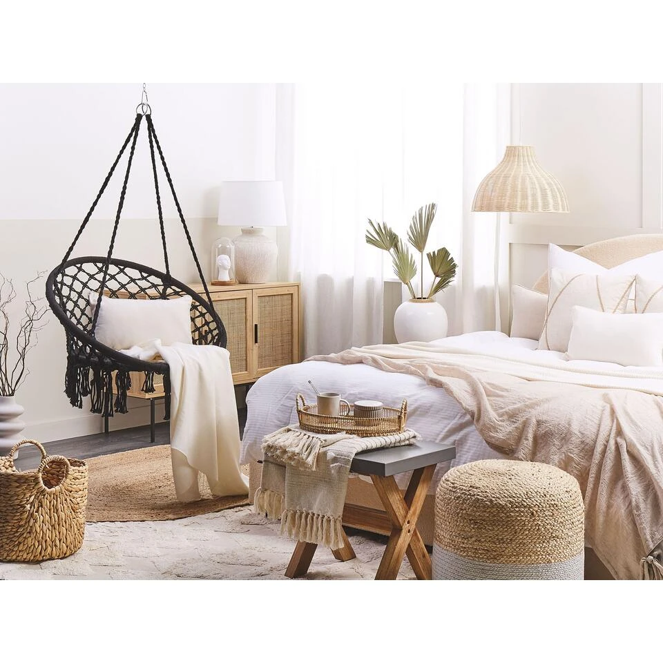 Beliani Hangstoel GABELLA - Zwart Katoen - Image 4