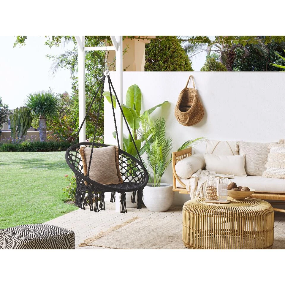 Beliani Hangstoel GABELLA - Zwart Katoen - Image 2