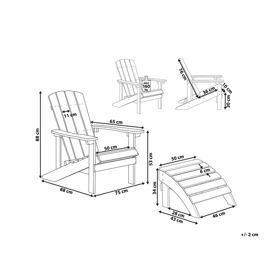 Beliani Tuinstoel ADIRONDACK - Blauw Kunsthout - Image 3