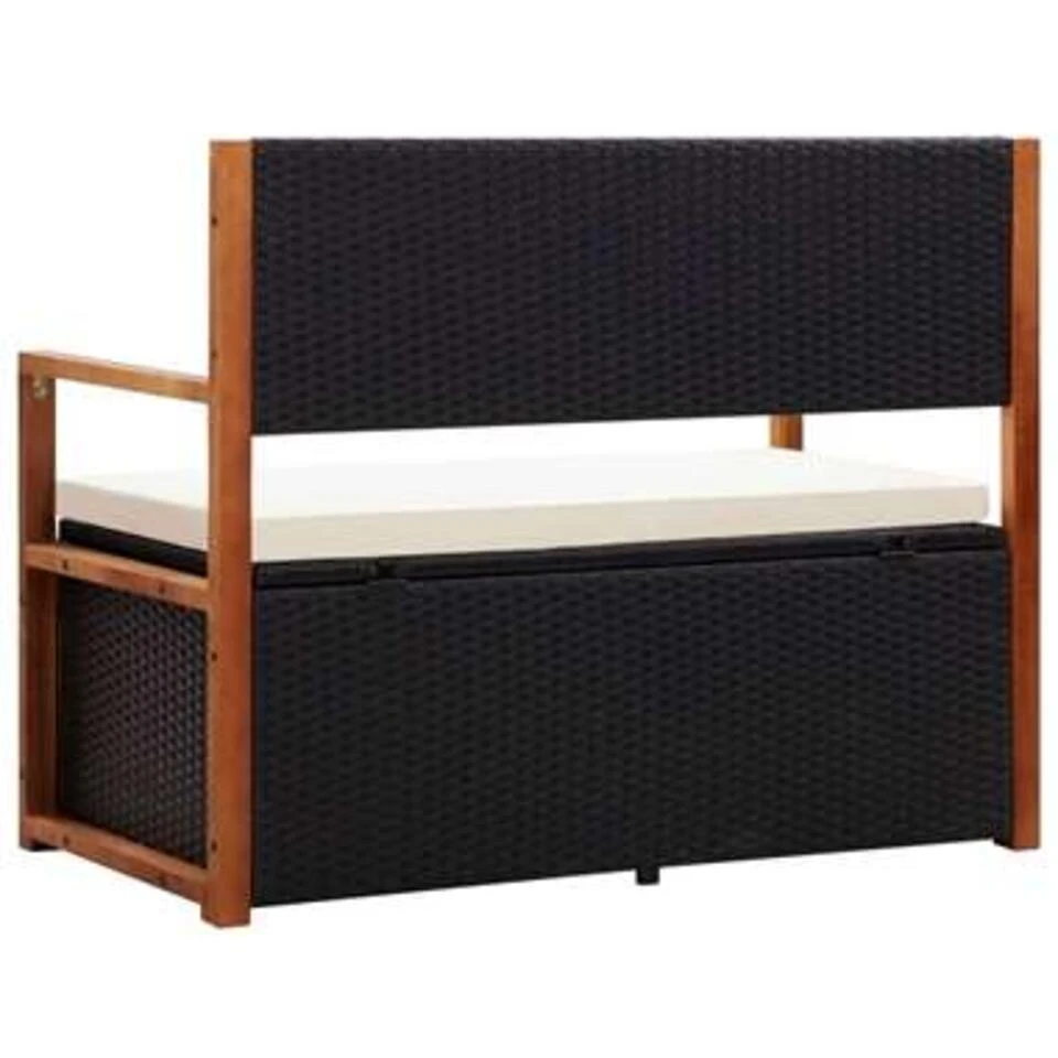 VidaXL Opbergbankje 115 Cm Poly Rattan En Massief Acaciahout Zwart - Image 4