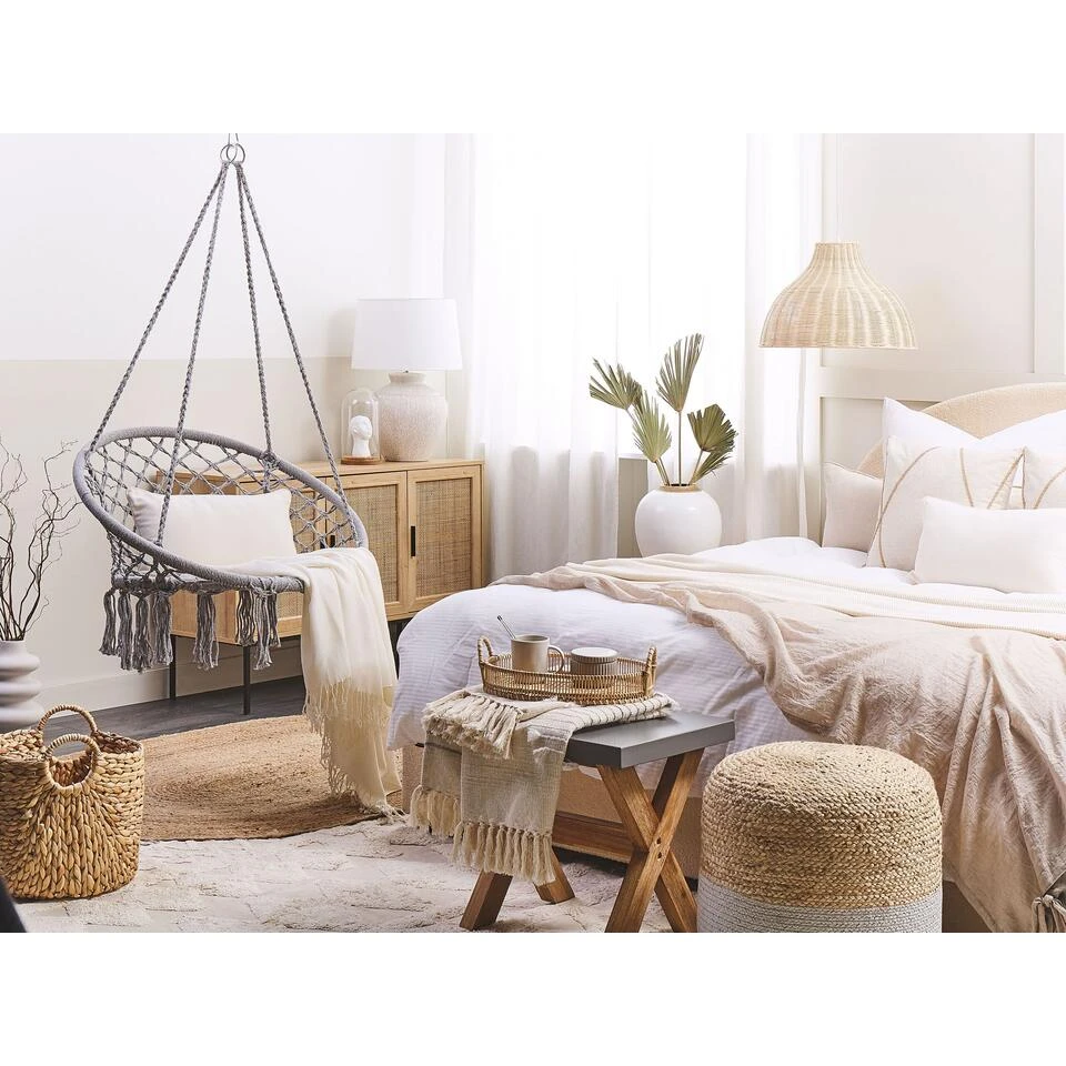 Beliani Hangstoel GABELLA - Grijs Katoen - Image 4