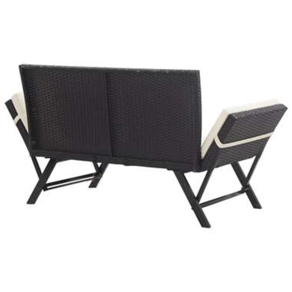 VidaXL Tuinbank Met Kussens 176 Cm Poly Rattan Zwart - Image 4